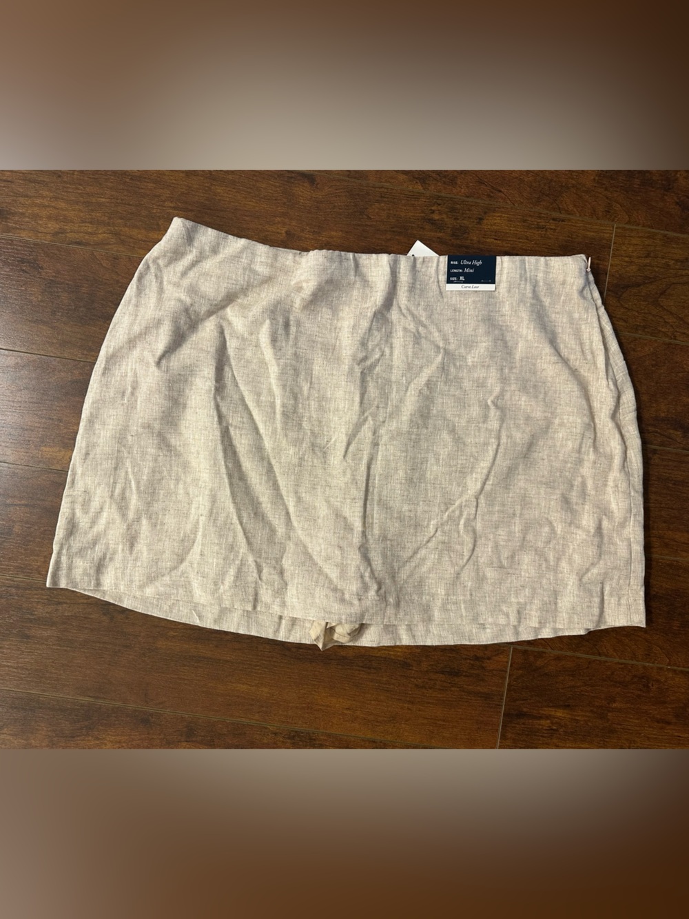 Abercrombie & Fitch Beige Mini Linen-Blend Skirt